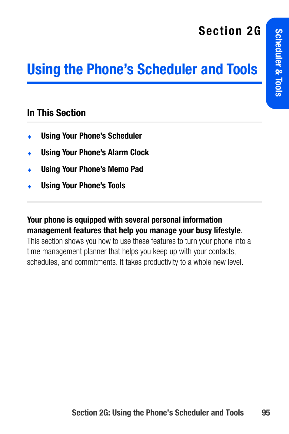 Using the phone’s scheduler and tools, 2g. using the phone’s scheduler and tools | Samsung SEPA920WSAQST User Manual | Page 117 / 246