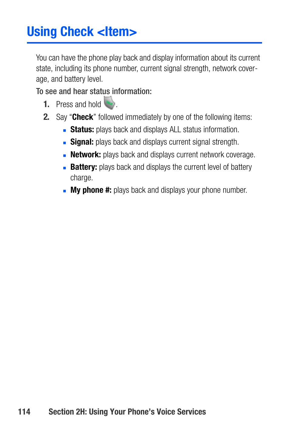 Using check <item | Samsung SEPA920WSAQST User Manual | Page 136 / 246