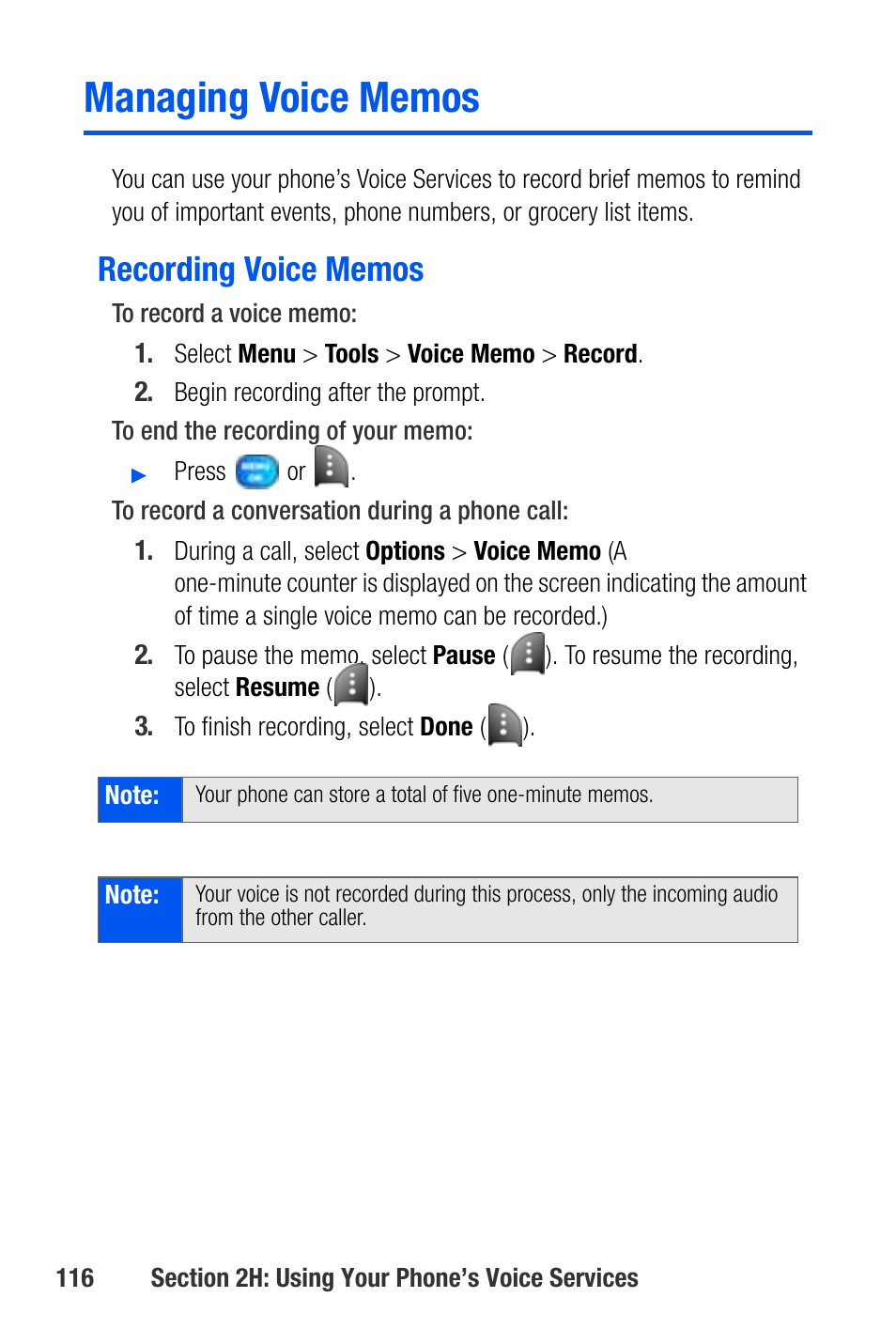 Managing voice memos, Recording voice memos | Samsung SEPA920WSAQST User Manual | Page 138 / 246