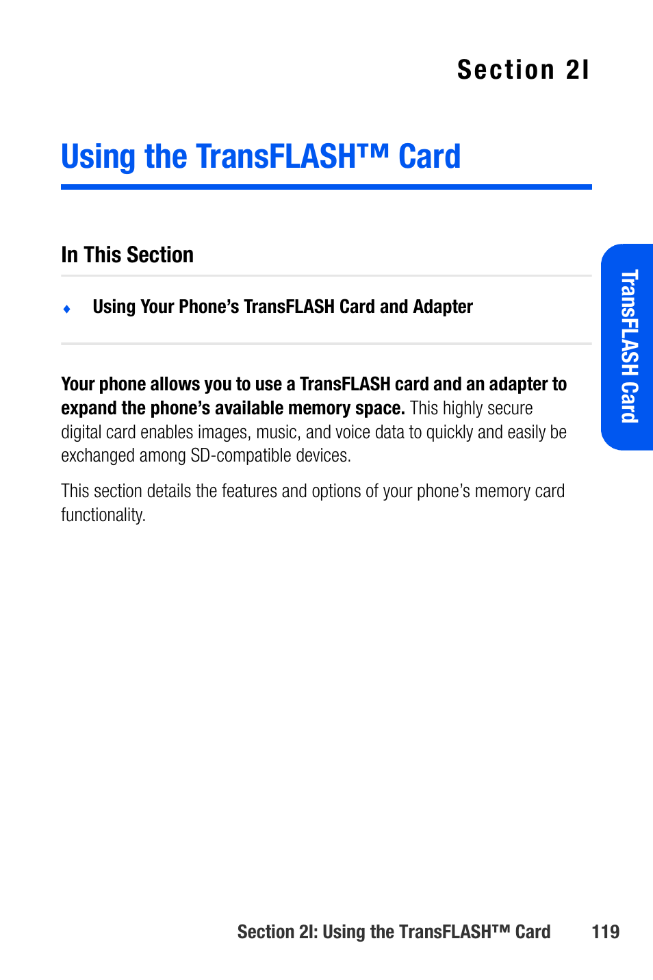 Using the transflash™ card | Samsung SEPA920WSAQST User Manual | Page 141 / 246