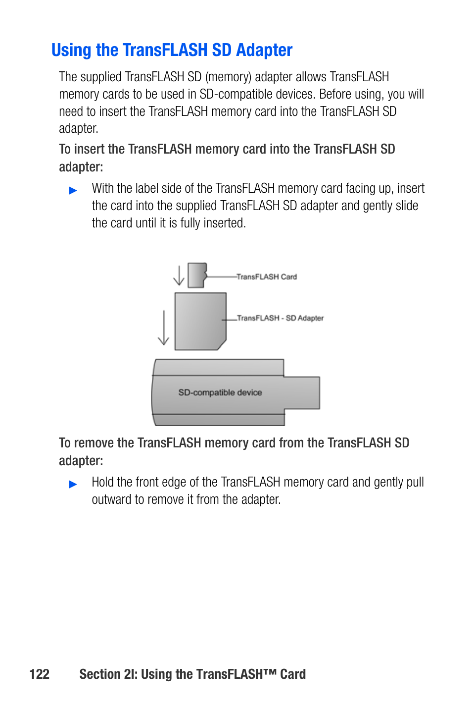 Using the transflash sd adapter | Samsung SEPA920WSAQST User Manual | Page 144 / 246