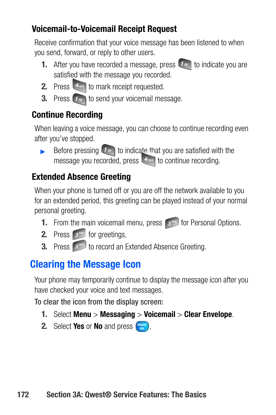Clearing the message icon | Samsung SEPA920WSAQST User Manual | Page 194 / 246