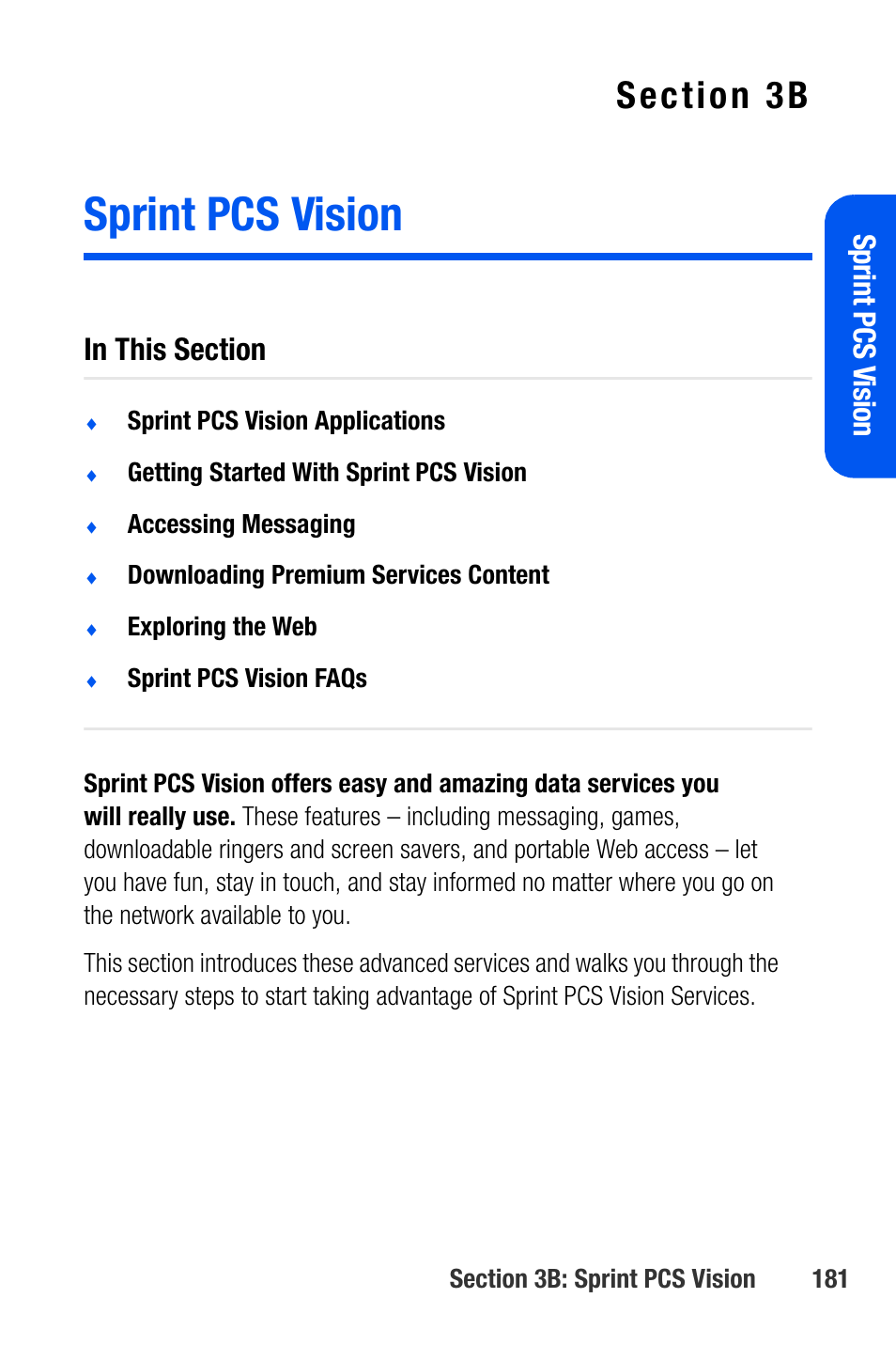 Sprint pcs vision, 3b. sprint pcs vision, Sprint pcs v ision | Samsung SEPA920WSAQST User Manual | Page 203 / 246