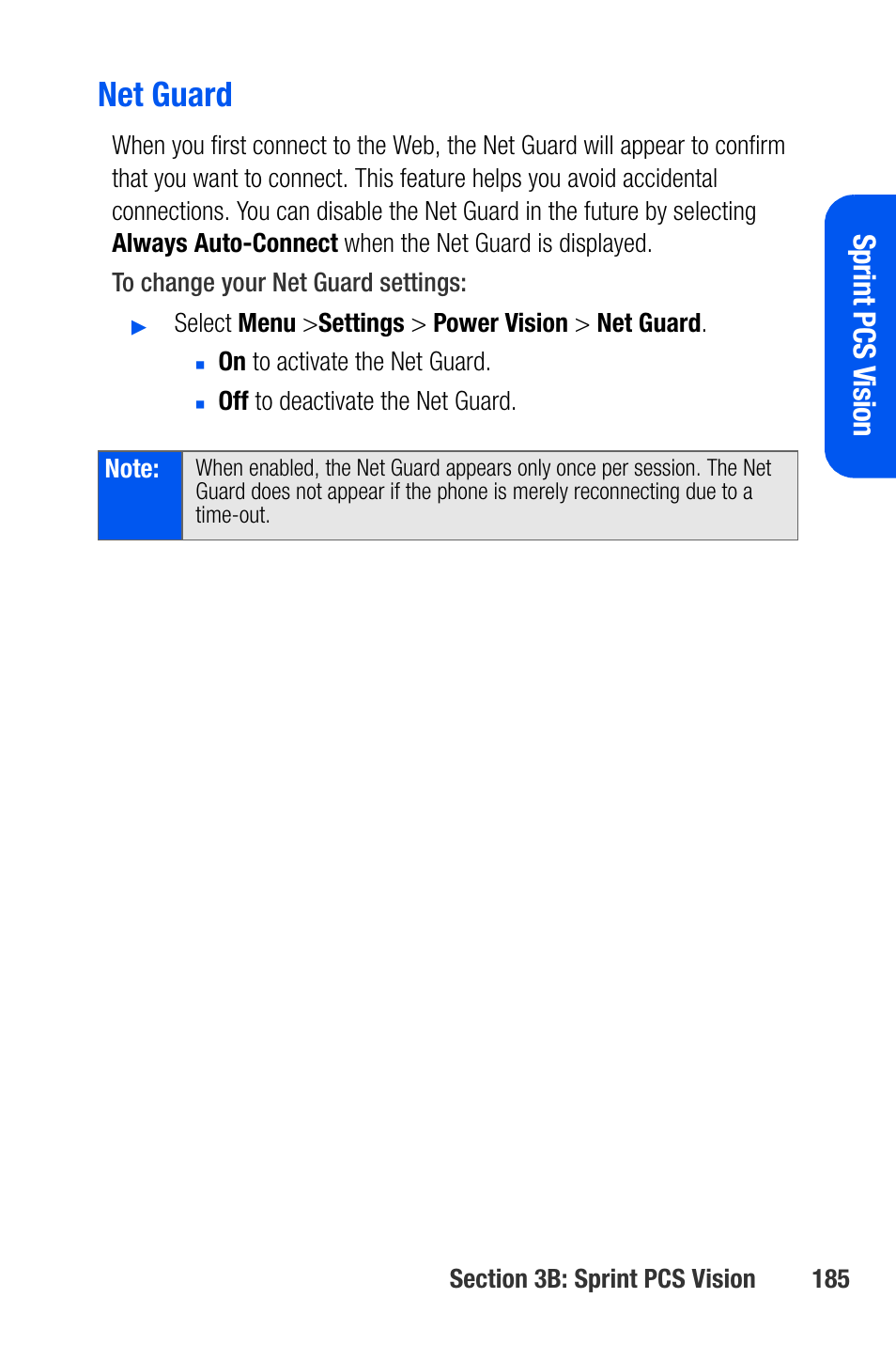 Net guard, Sprint pcs v ision | Samsung SEPA920WSAQST User Manual | Page 207 / 246