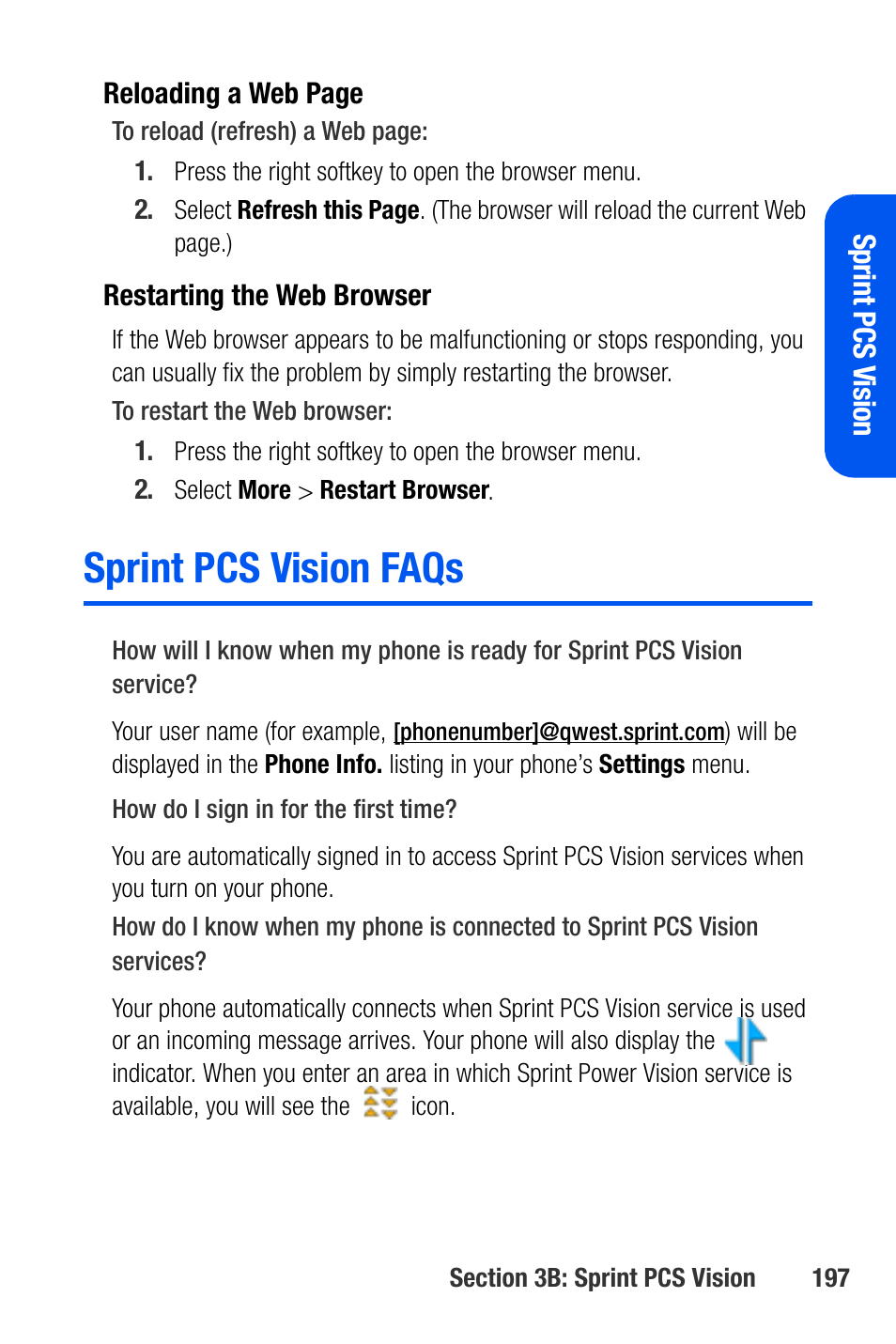 Sprint pcs vision faqs | Samsung SEPA920WSAQST User Manual | Page 219 / 246