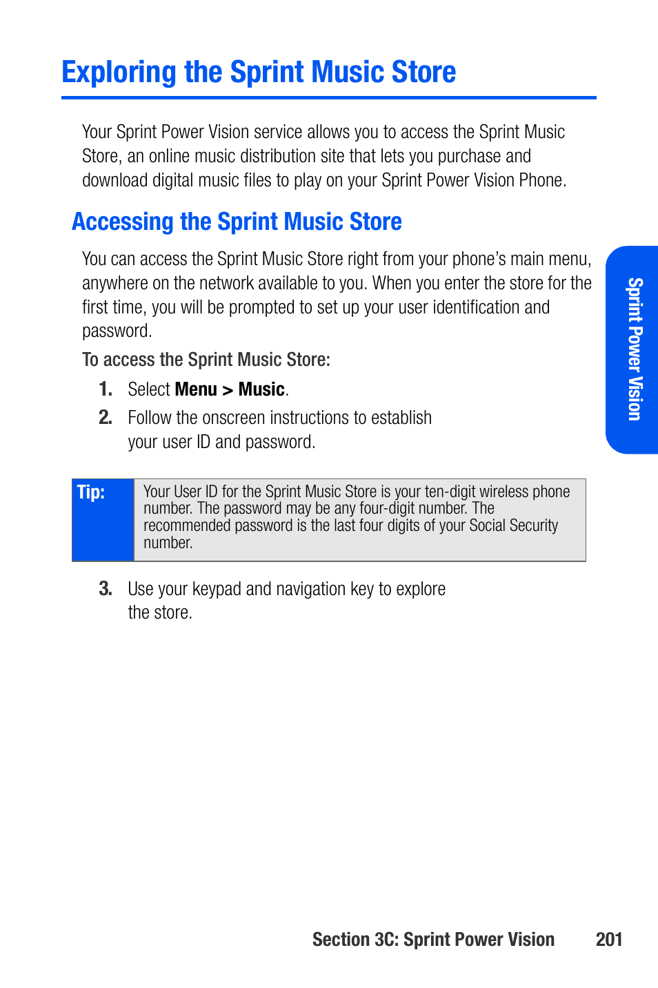 Exploring the sprint music store, Accessing the sprint music store | Samsung SEPA920WSAQST User Manual | Page 223 / 246