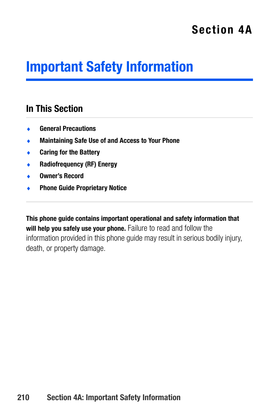 Important safety information, 4a. important safety information | Samsung SEPA920WSAQST User Manual | Page 232 / 246