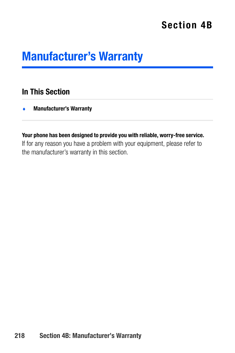 Manufacturer’s warranty, 4b. manufacturer’s warranty | Samsung SEPA920WSAQST User Manual | Page 240 / 246