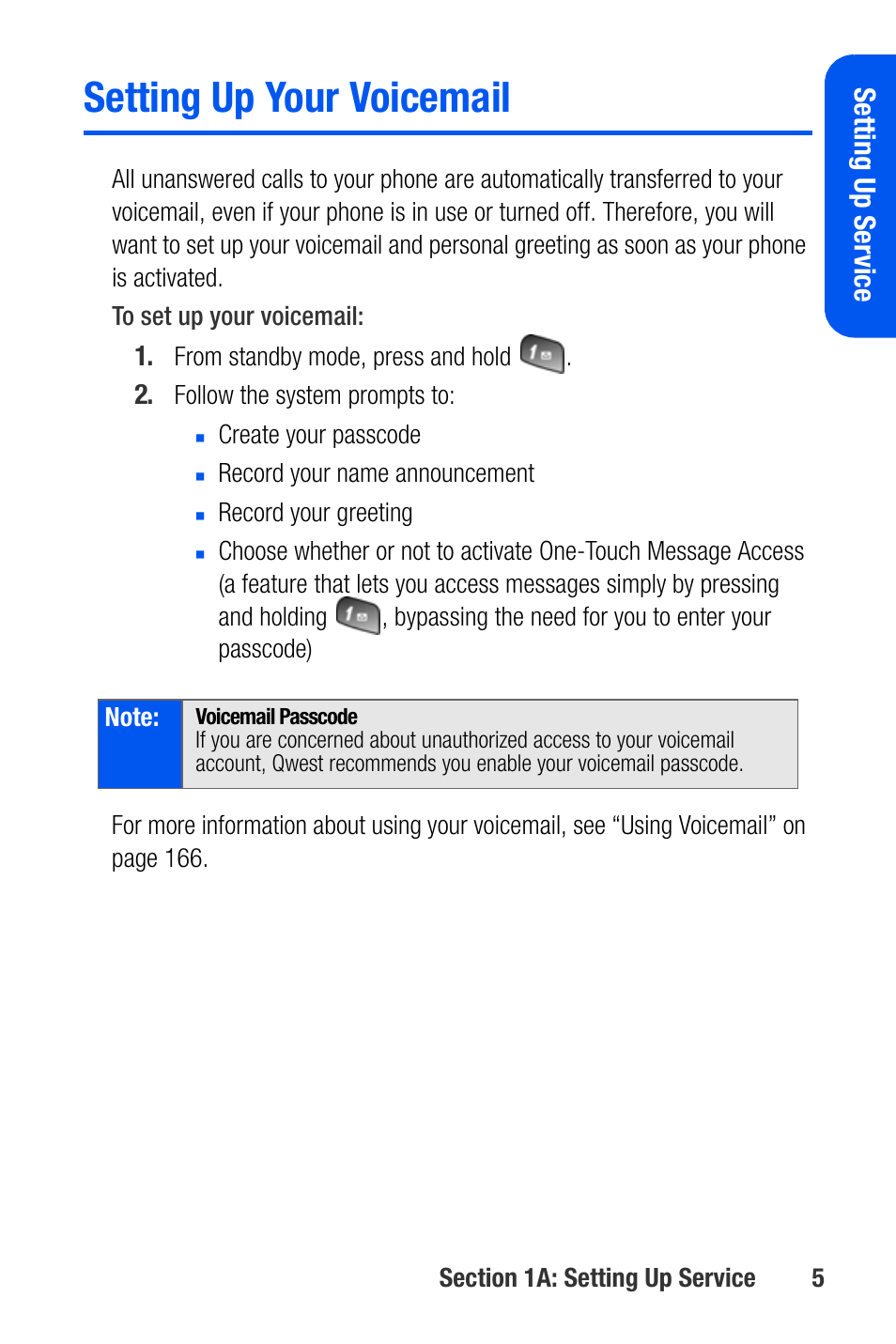 Setting up your voicemail, Setting up ser vice | Samsung SEPA920WSAQST User Manual | Page 27 / 246