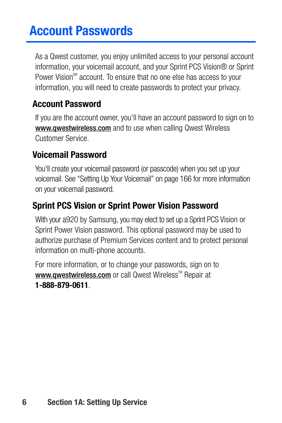 Account passwords | Samsung SEPA920WSAQST User Manual | Page 28 / 246