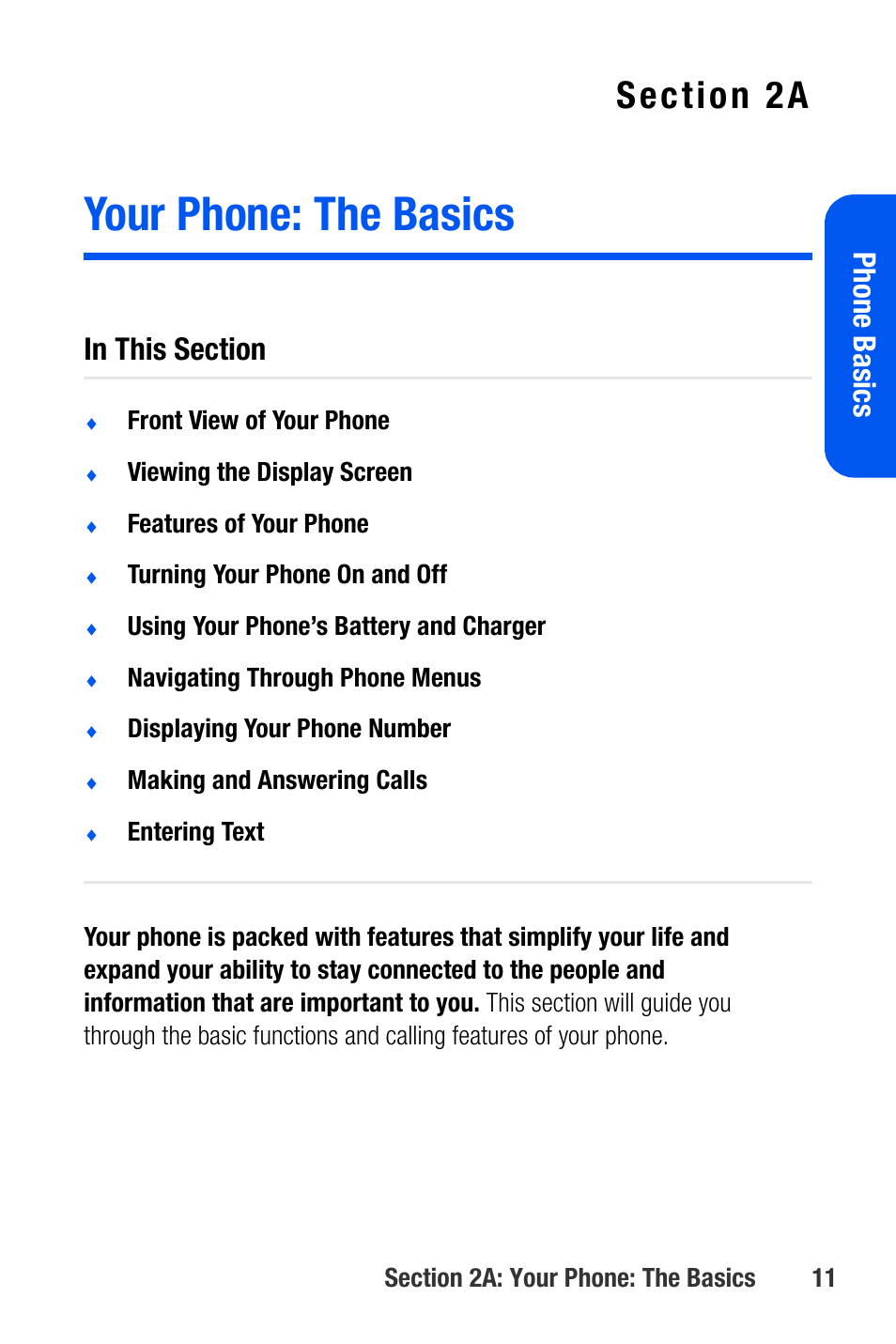Your phone: the basics, 2a. your phone: the basics, Phone basics | Samsung SEPA920WSAQST User Manual | Page 33 / 246