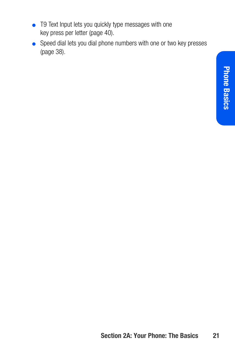 Phone basics | Samsung SEPA920WSAQST User Manual | Page 43 / 246