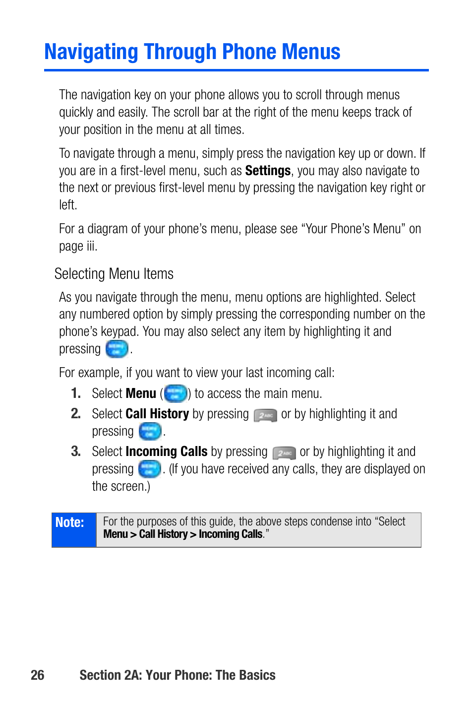 Navigating through phone menus | Samsung SEPA920WSAQST User Manual | Page 48 / 246