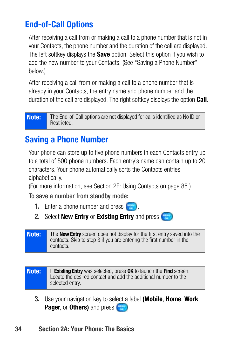 End-of-call options, Saving a phone number | Samsung SEPA920WSAQST User Manual | Page 56 / 246