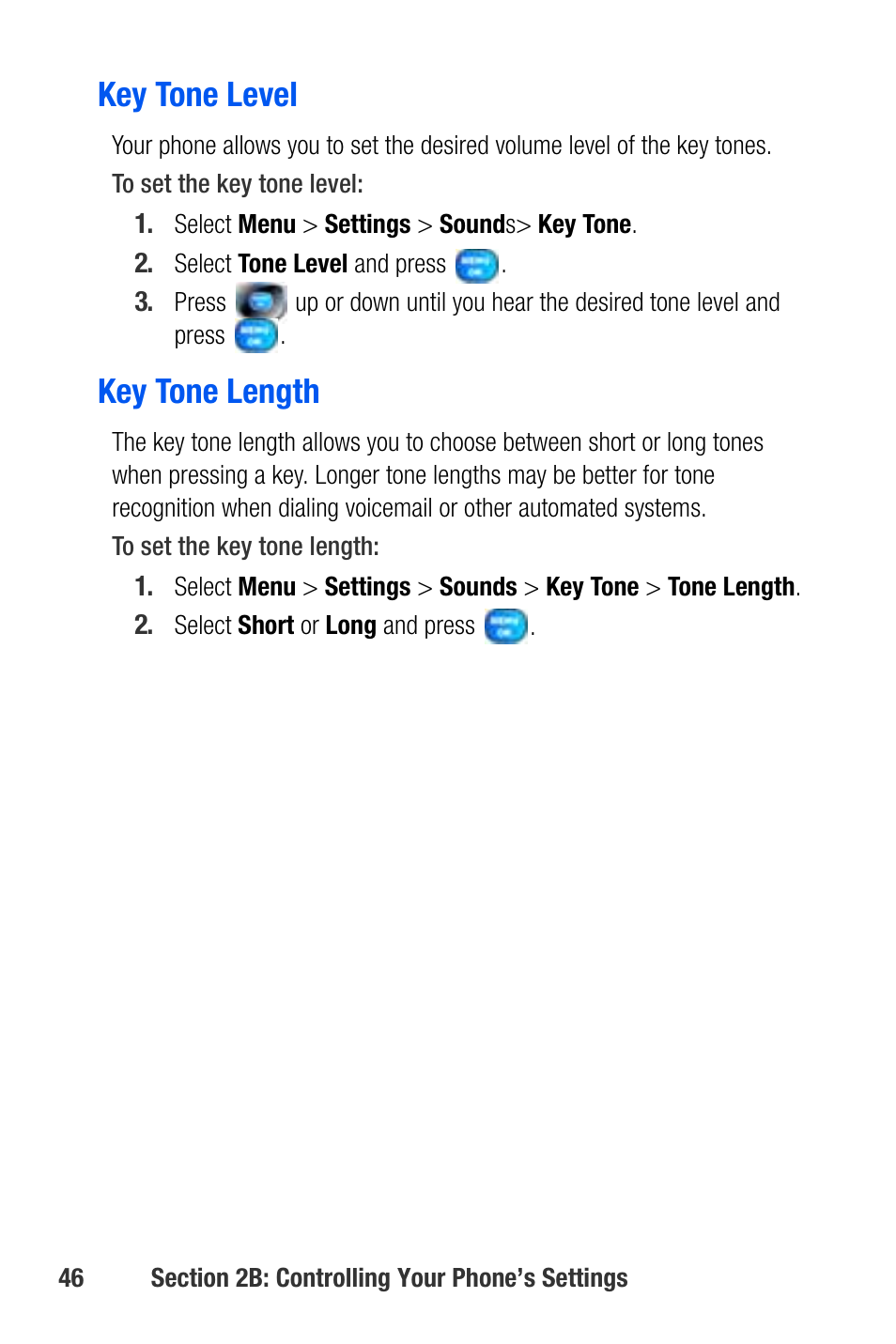 Key tone level, Key tone length | Samsung SEPA920WSAQST User Manual | Page 68 / 246