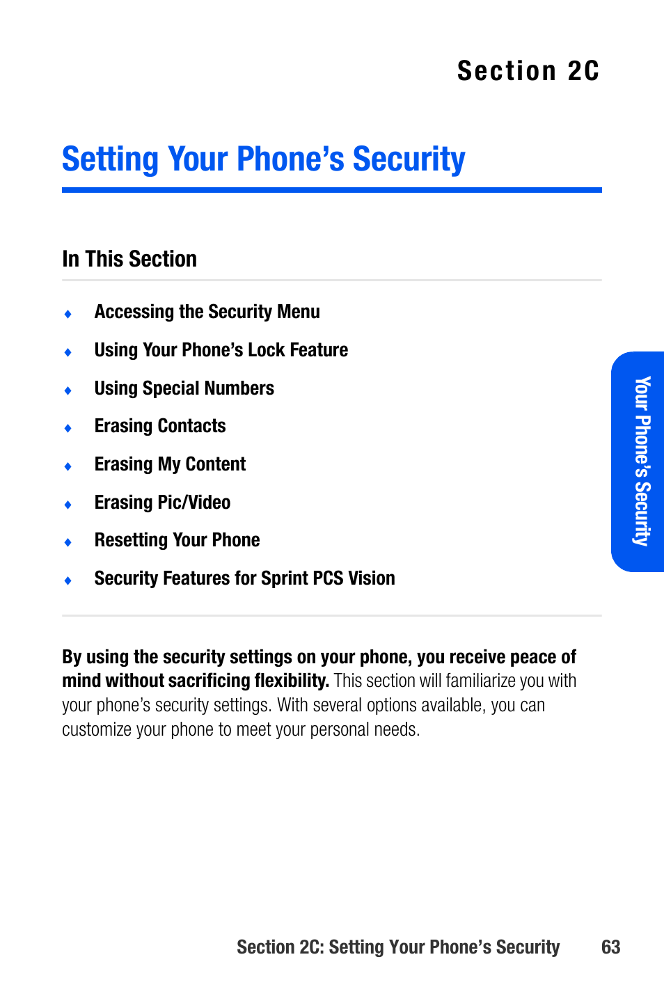 Setting your phone’s security, 2c. setting your phone’s security, Your p hone’ s secur ity | Samsung SEPA920WSAQST User Manual | Page 85 / 246