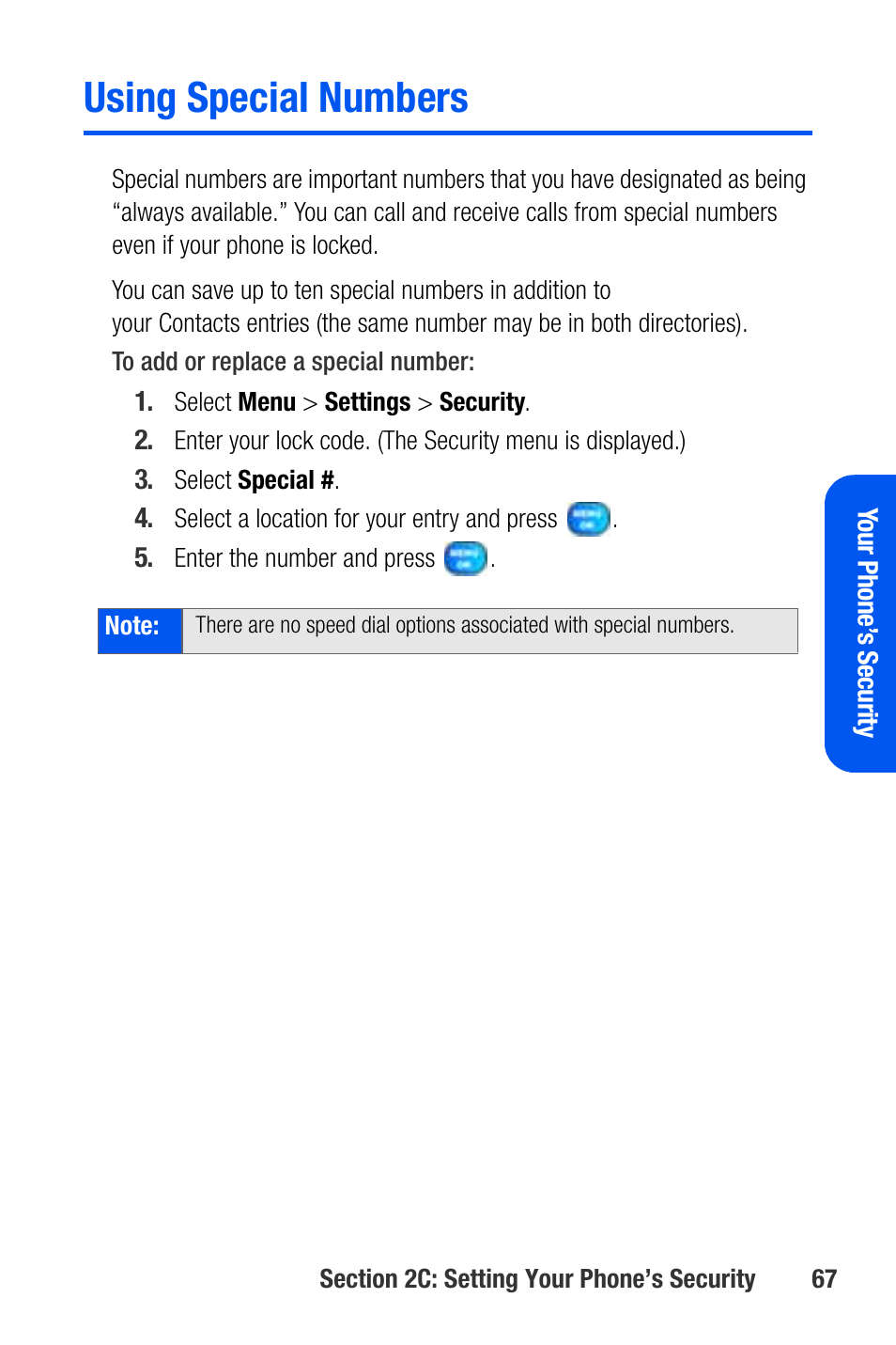 Using special numbers | Samsung SEPA920WSAQST User Manual | Page 89 / 246