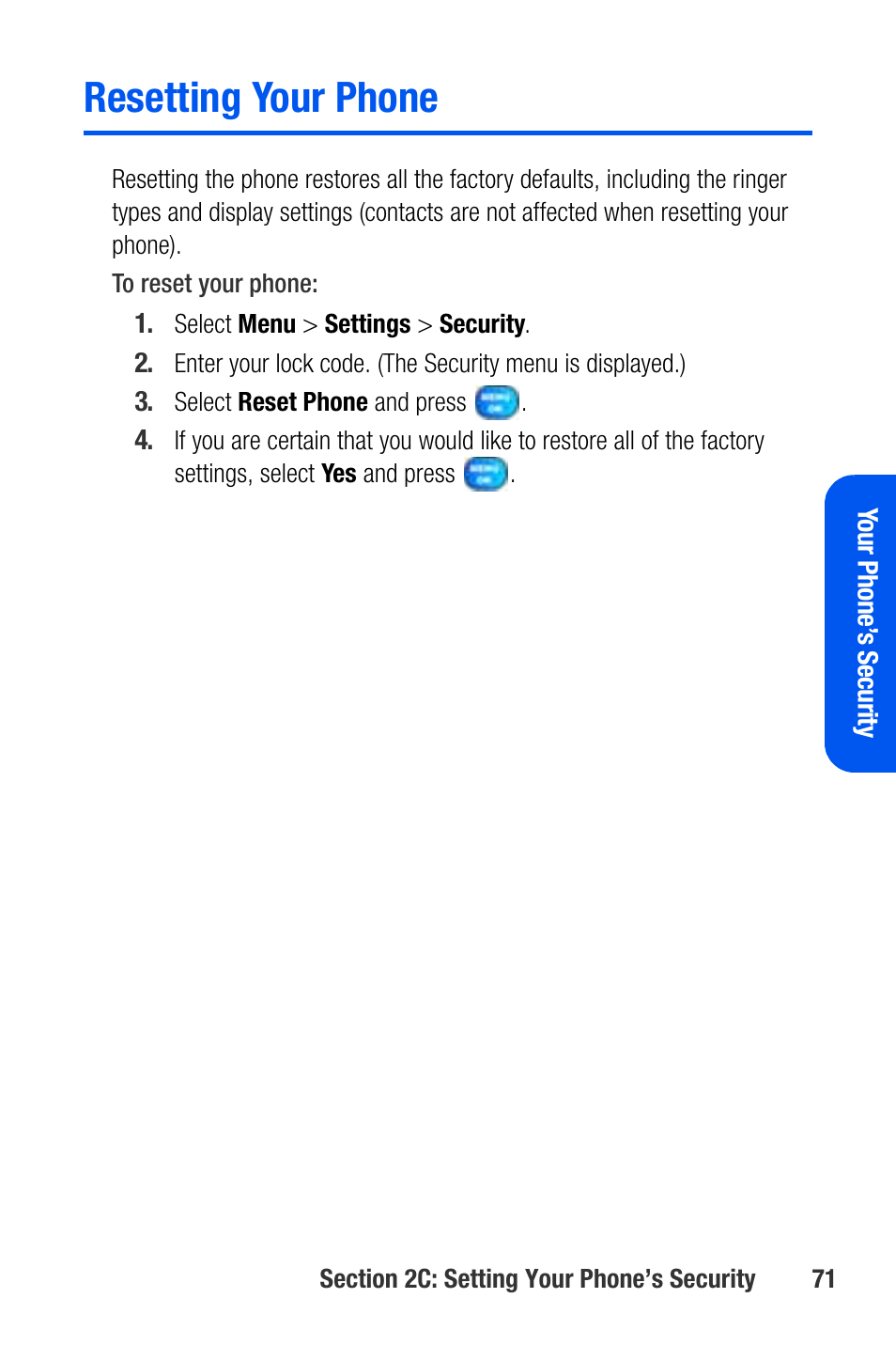 Resetting your phone | Samsung SEPA920WSAQST User Manual | Page 93 / 246