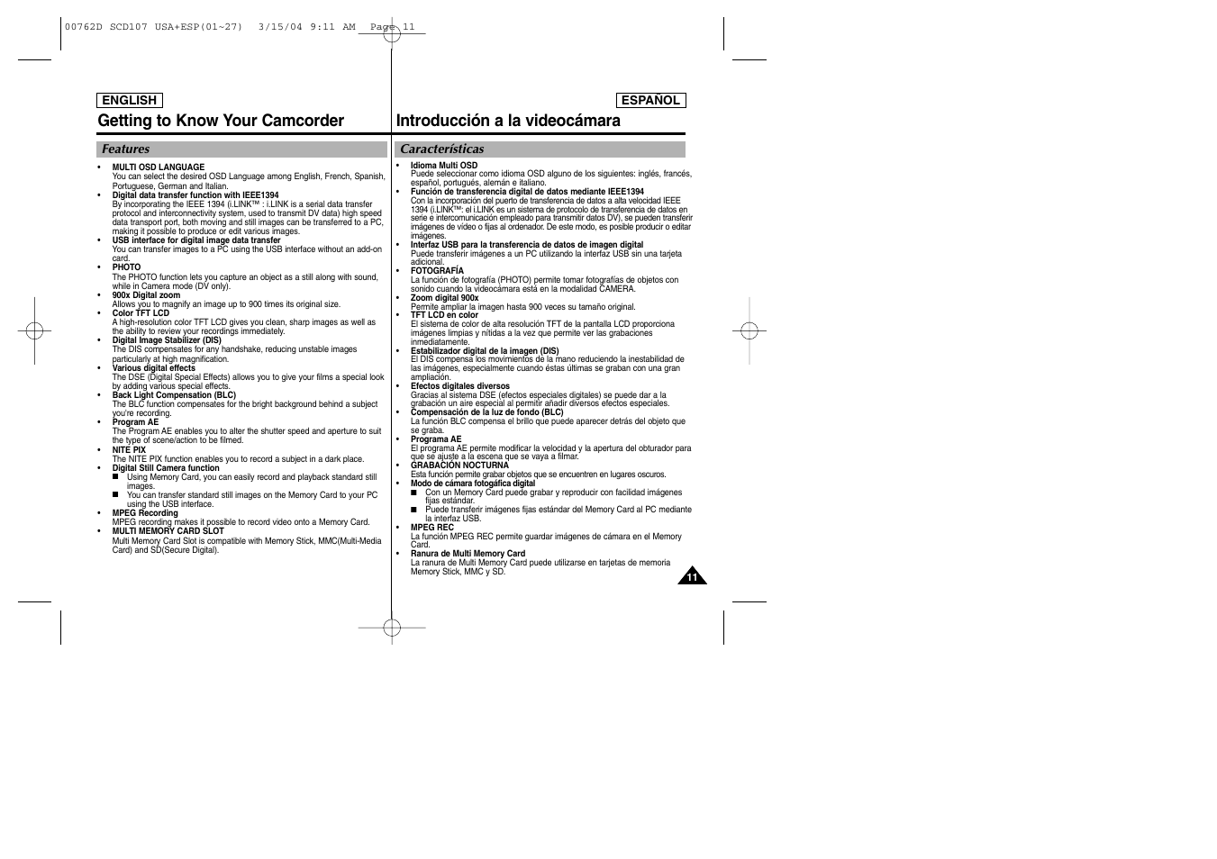 Samsung SC-D107-XAP User Manual | Page 11 / 108