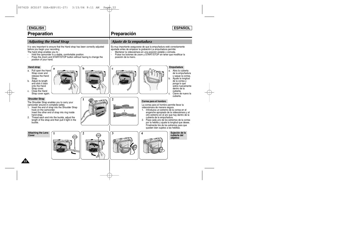 Preparación preparation | Samsung SC-D107-XAP User Manual | Page 22 / 108