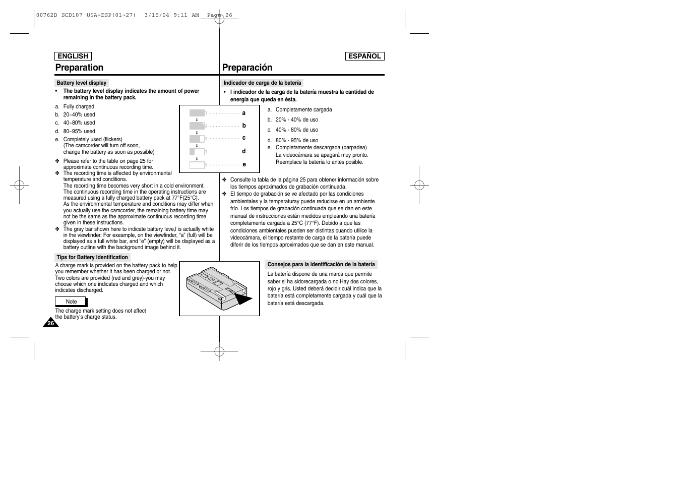 Preparación preparation | Samsung SC-D107-XAP User Manual | Page 26 / 108