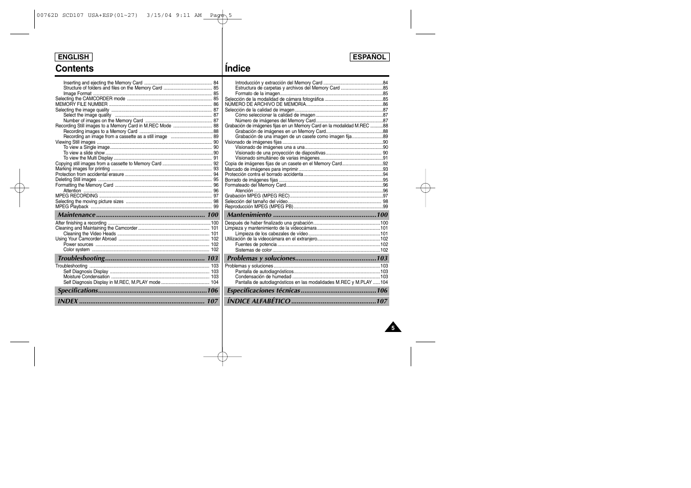 Samsung SC-D107-XAP User Manual | Page 5 / 108