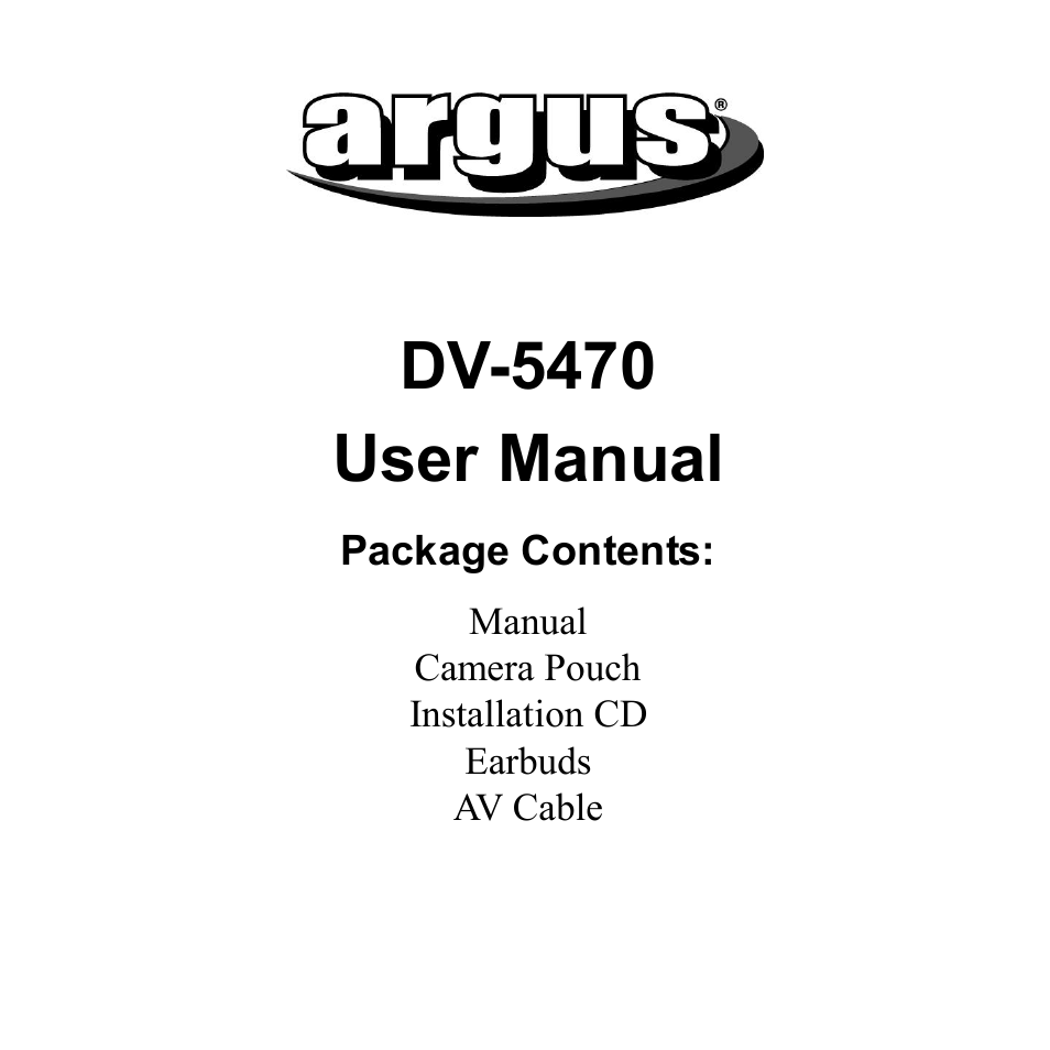 Argus Camera Argus DV 5470 User Manual | 38 pages