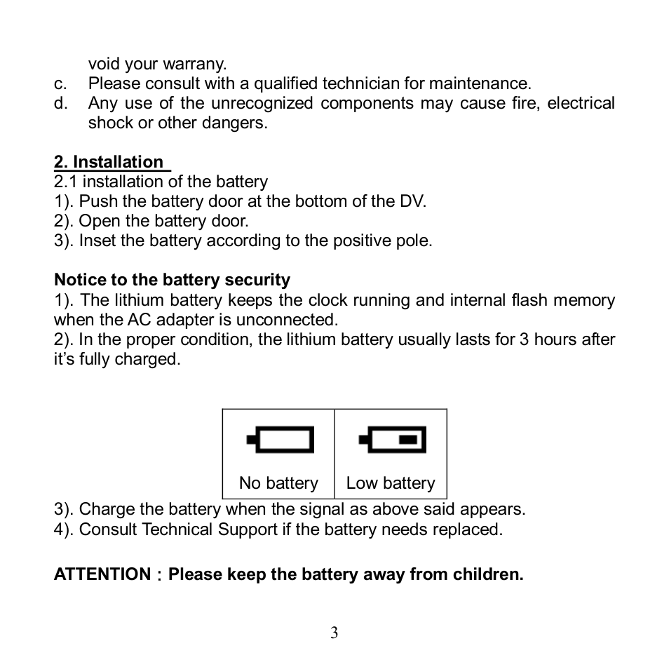 Setup, Battery installation | Argus Camera Argus DV 5470 User Manual | Page 4 / 38