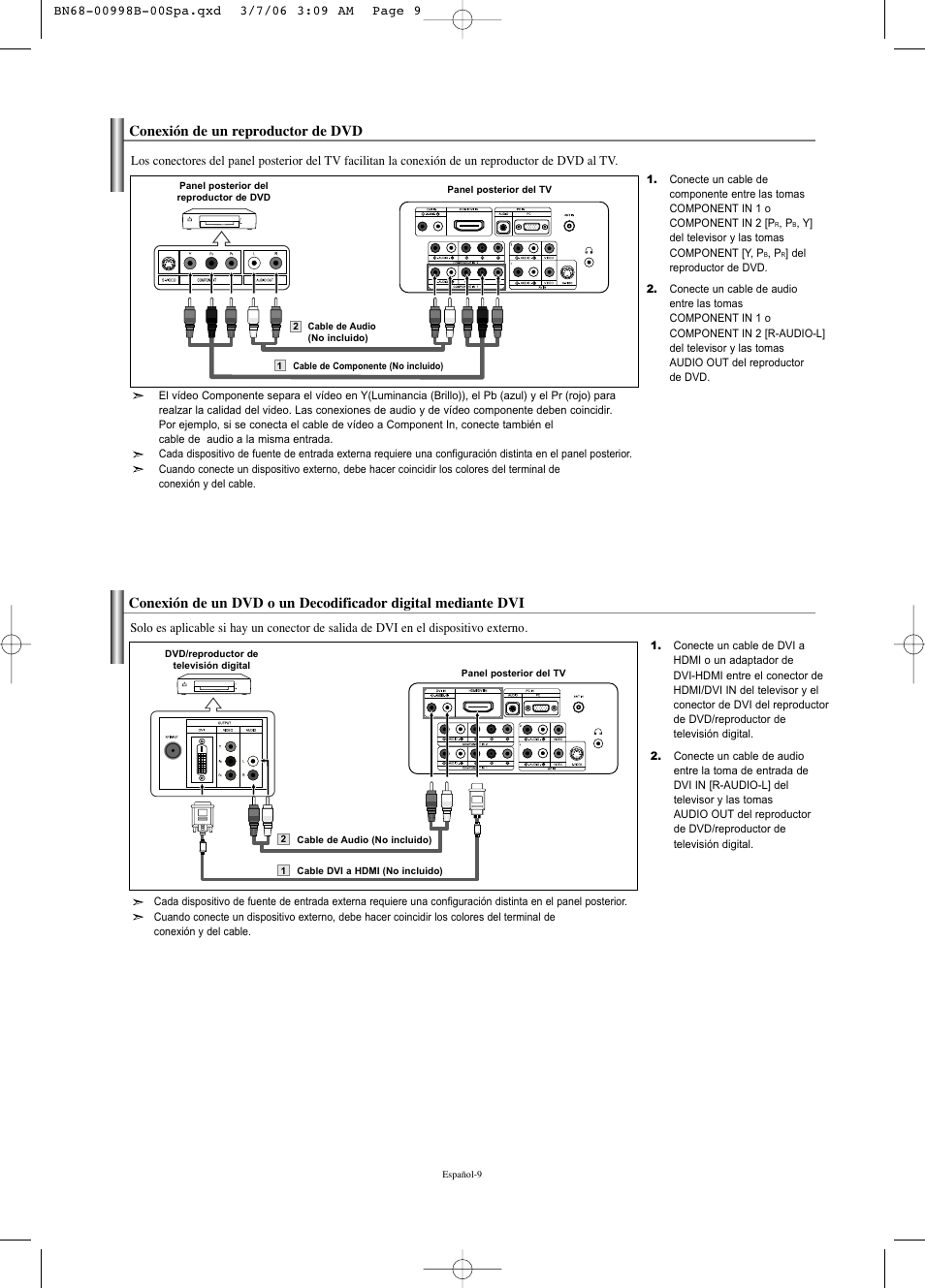 Conexión de un reproductor de dvd | Samsung LNS2352WX-XAA User Manual | Page 36 / 77