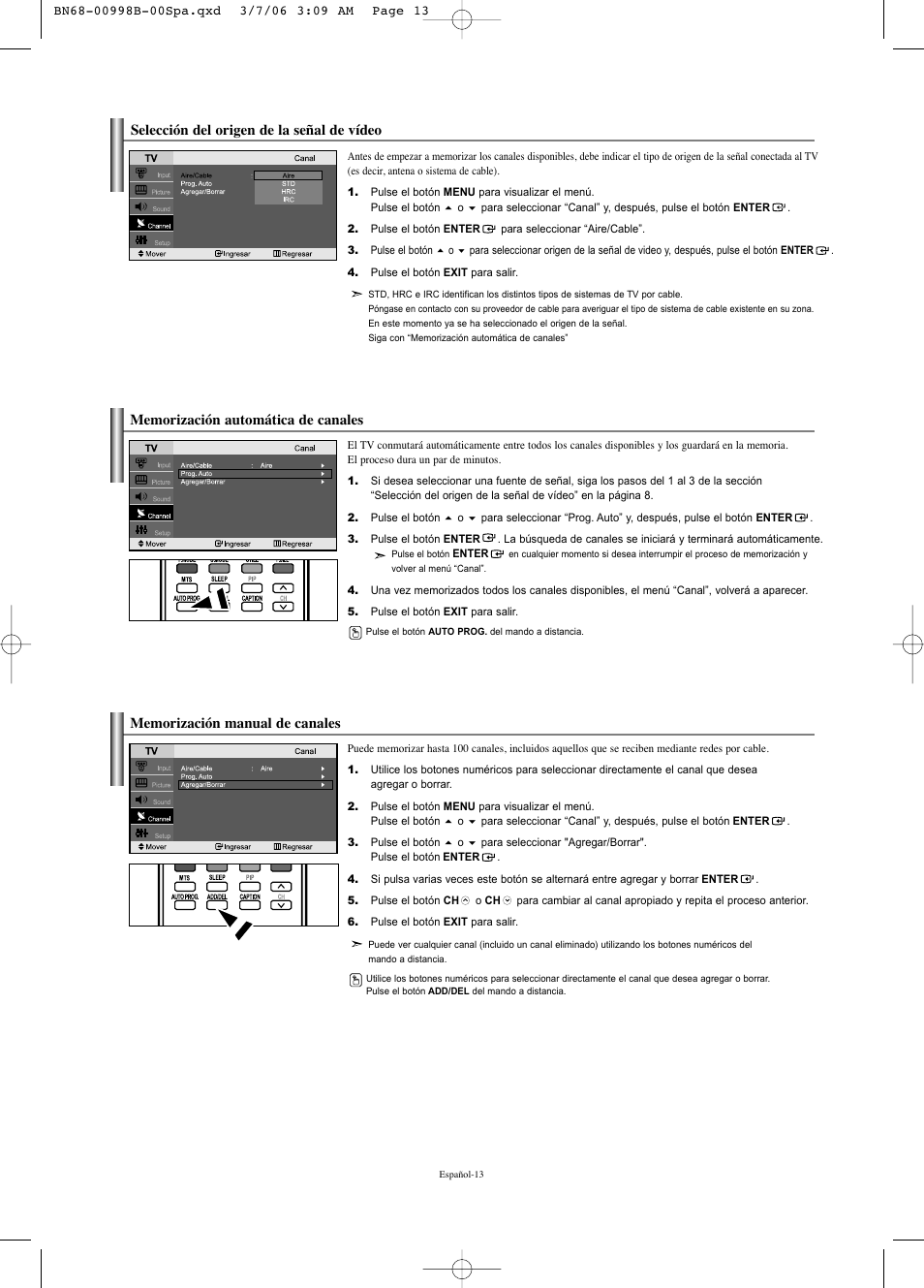 Selección del origen de la señal de vídeo | Samsung LNS2352WX-XAA User Manual | Page 40 / 77