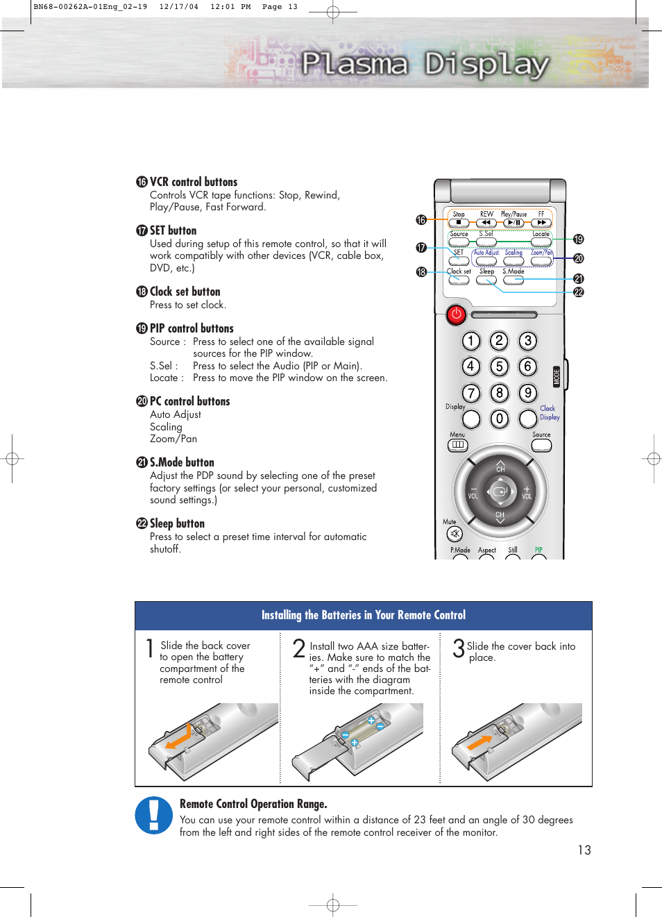 Samsung SPL4225DX-XAC User Manual | Page 13 / 72