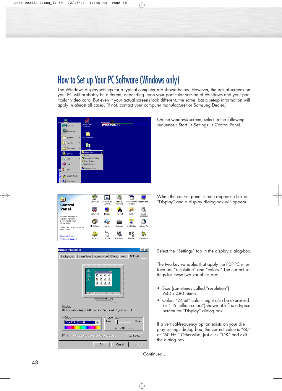 How to set up your pc software (windows only) | Samsung SPL4225DX-XAC User Manual | Page 48 / 72