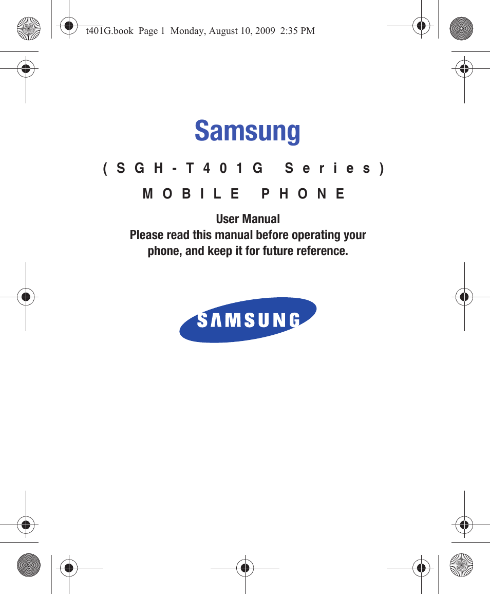 Samsung SGH-T401YKGTRF User Manual | 76 pages