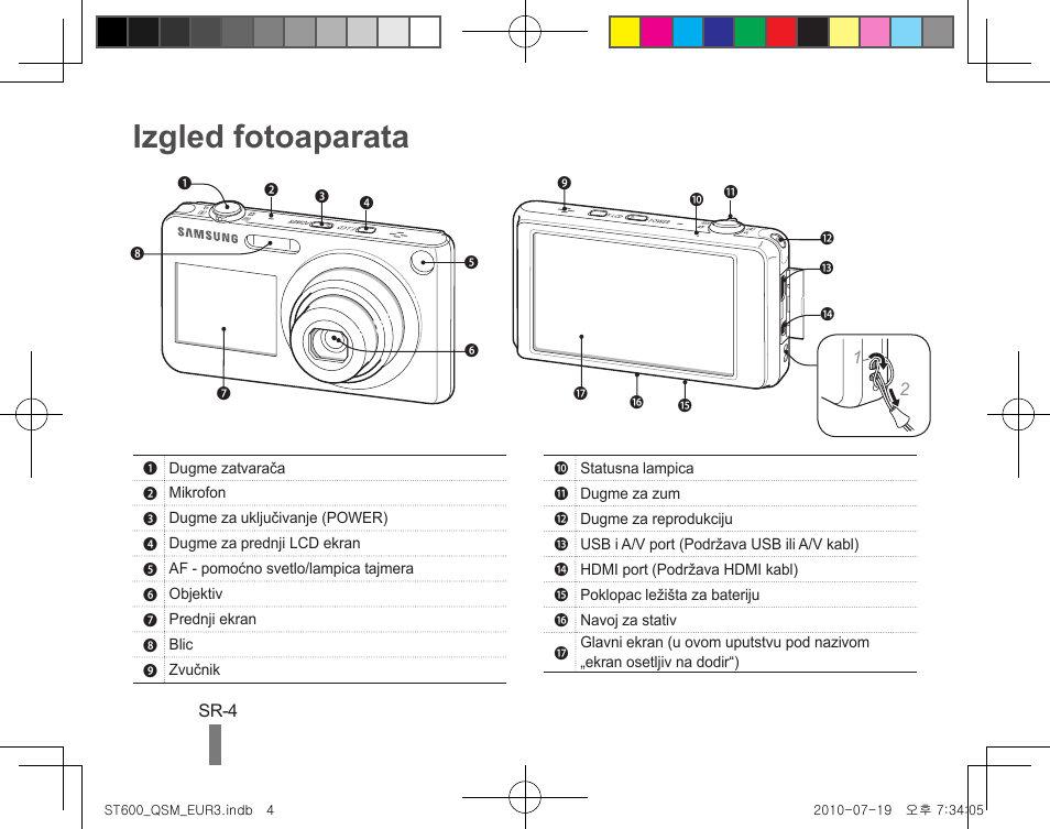 Izgled fotoaparata | Samsung EC-ST600ZBPBUS User Manual | Page 114 / 144