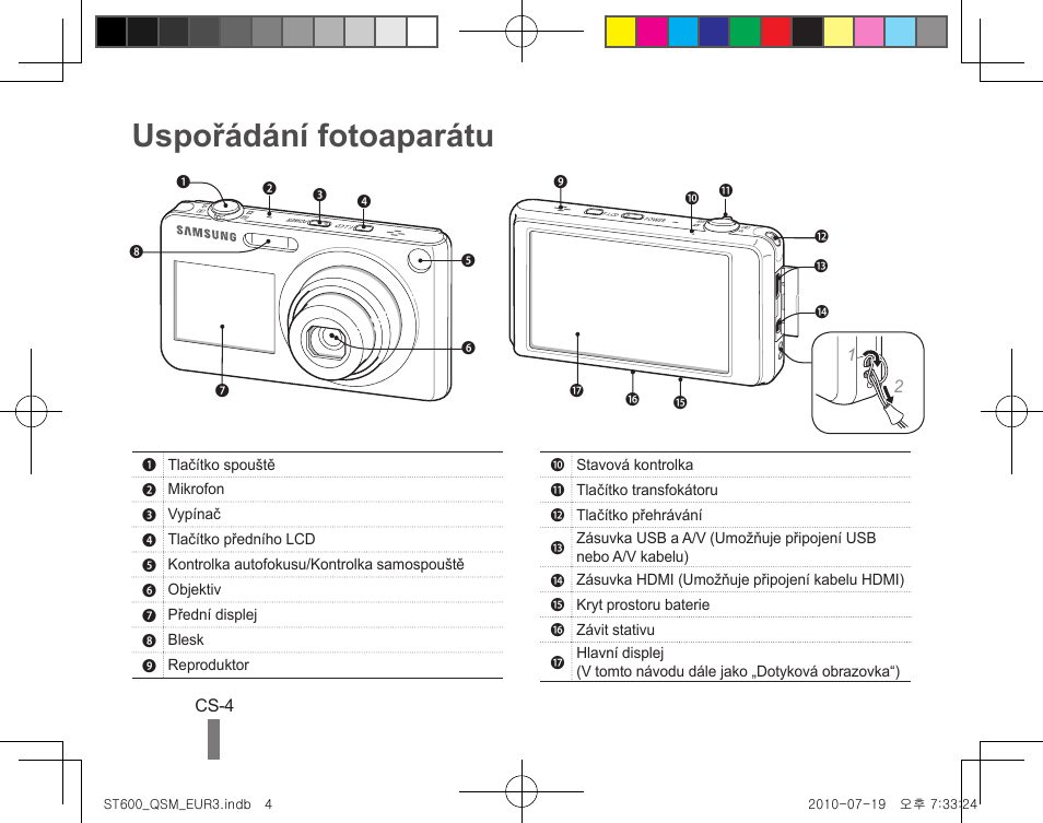 Uspořádání fotoaparátu | Samsung EC-ST600ZBPBUS User Manual | Page 54 / 144