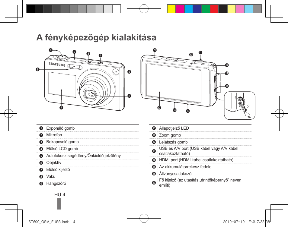 A fényképezőgép kialakítása | Samsung EC-ST600ZBPBUS User Manual | Page 74 / 144