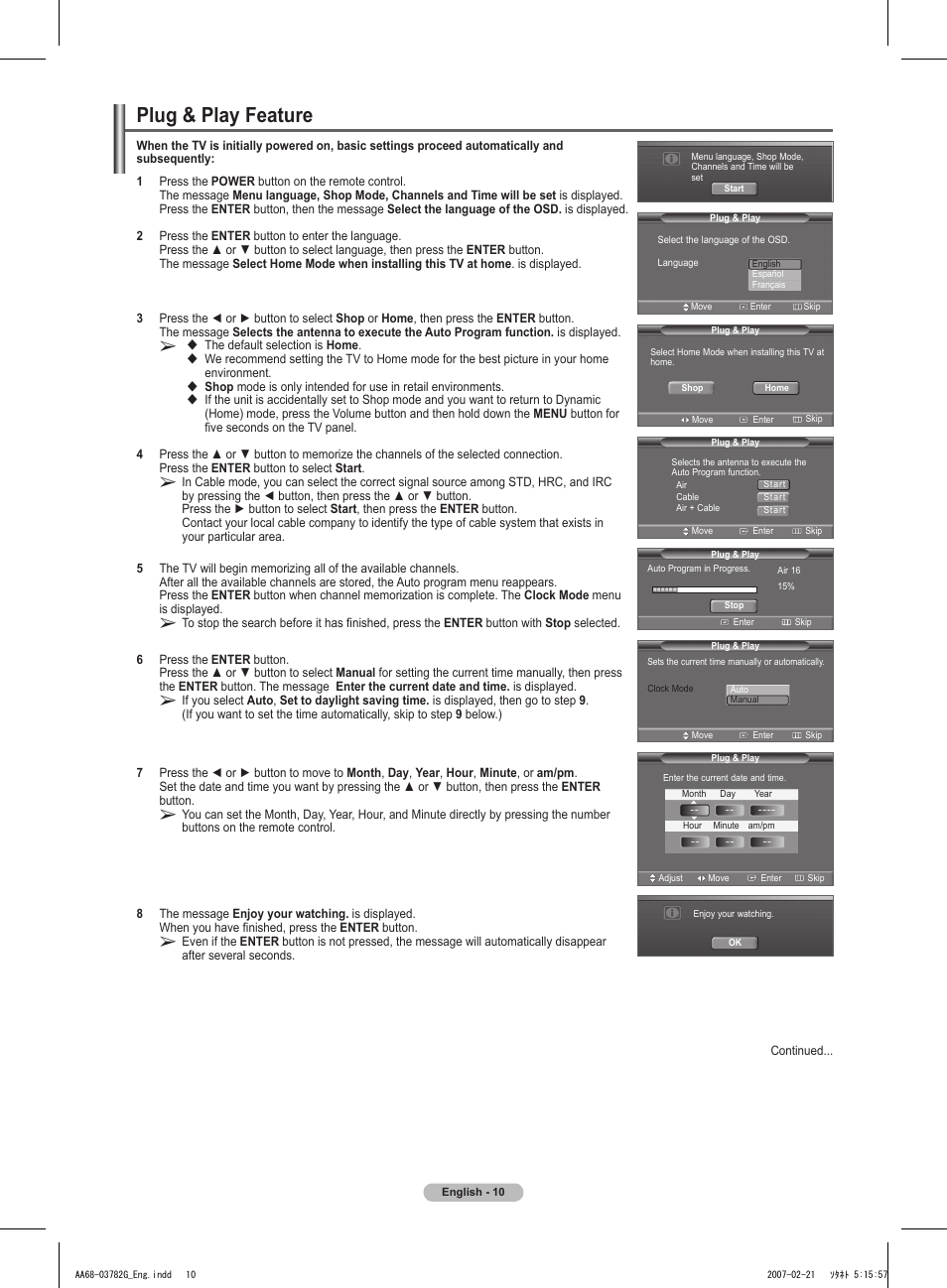 Plug & play feature | Samsung TXT2793HX-XAA User Manual | Page 11 / 36