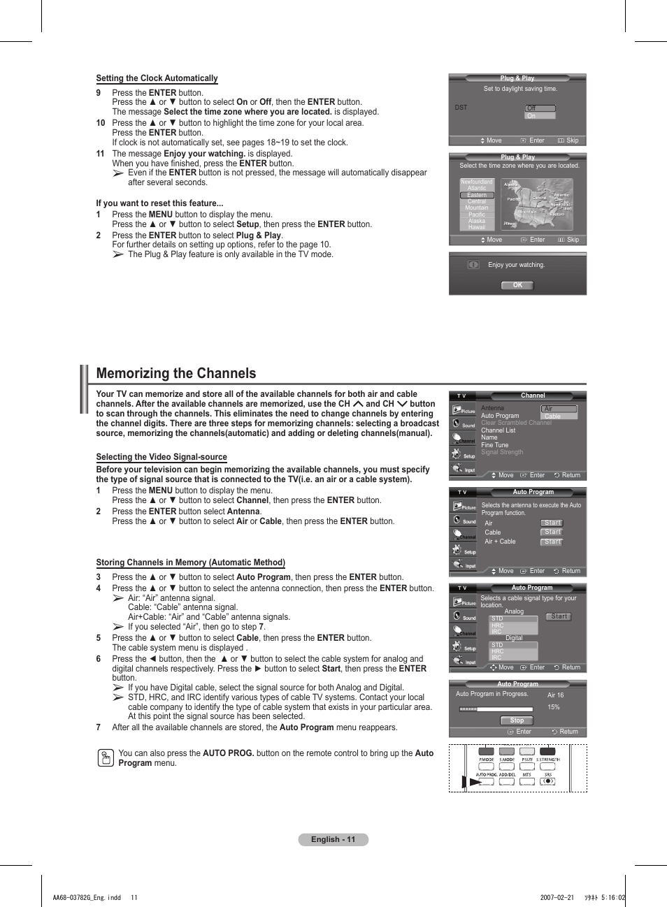 Memorizing the channels | Samsung TXT2793HX-XAA User Manual | Page 12 / 36