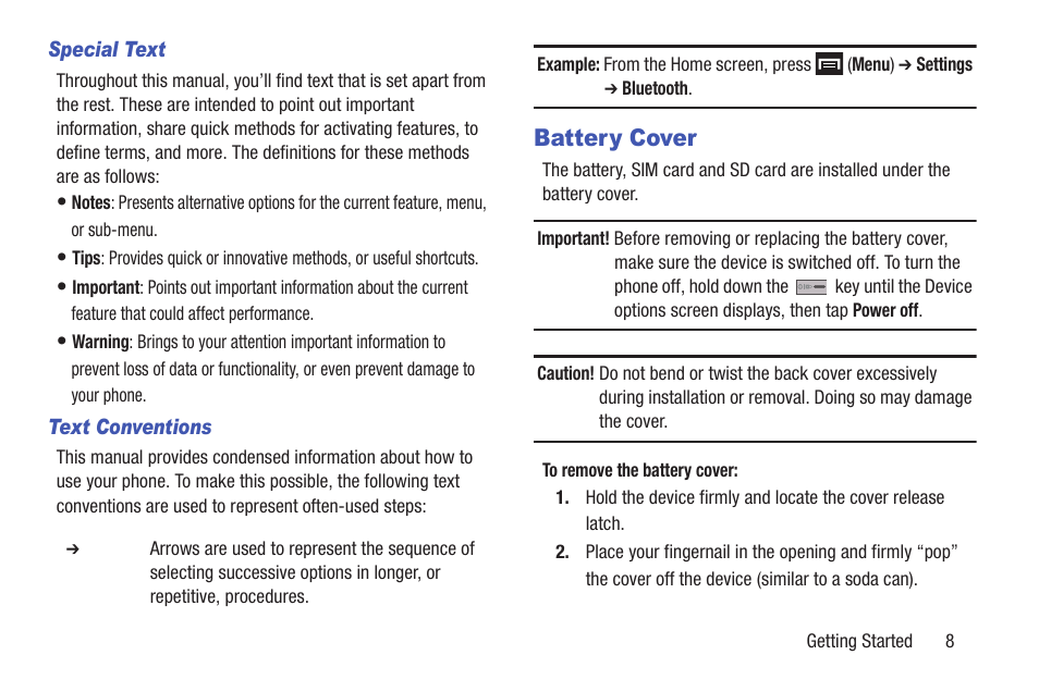 Battery cover | Samsung SGH-T989ZKBTMB User Manual | Page 13 / 366