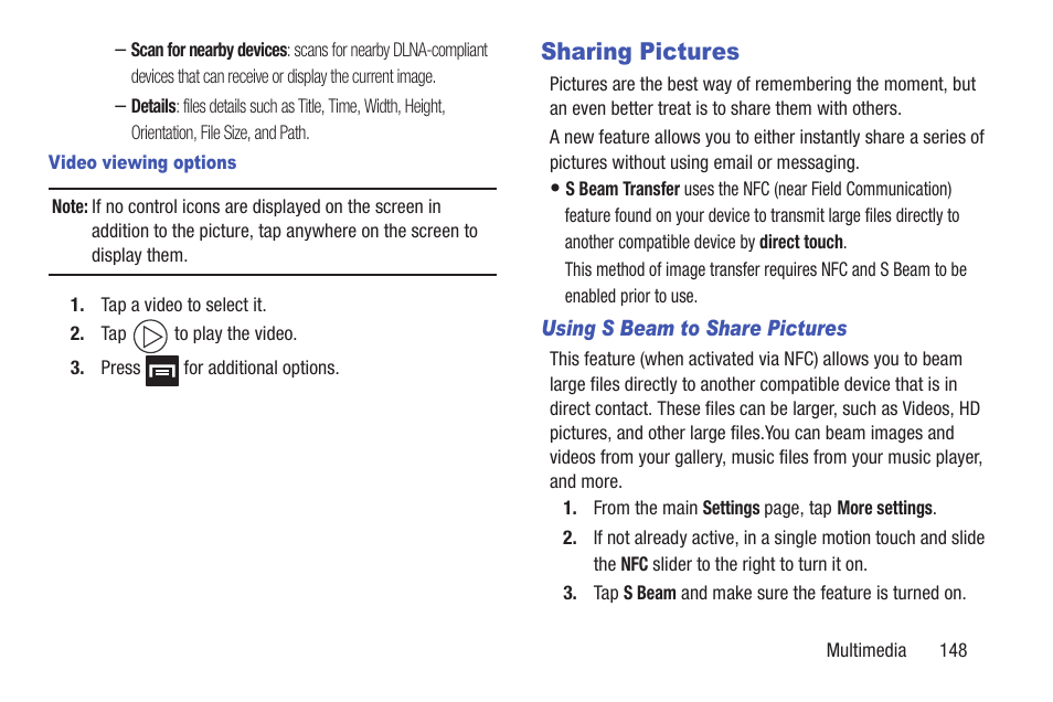 Sharing pictures | Samsung SGH-T989ZKBTMB User Manual | Page 153 / 366