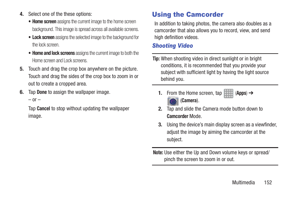 Using the camcorder | Samsung SGH-T989ZKBTMB User Manual | Page 157 / 366