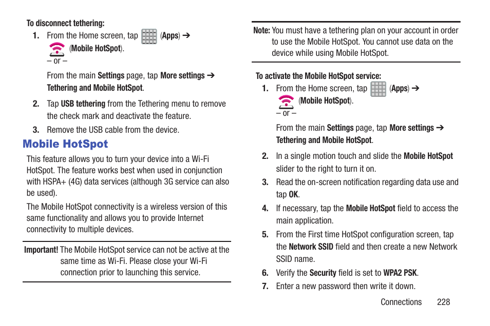 Mobile hotspot | Samsung SGH-T989ZKBTMB User Manual | Page 233 / 366