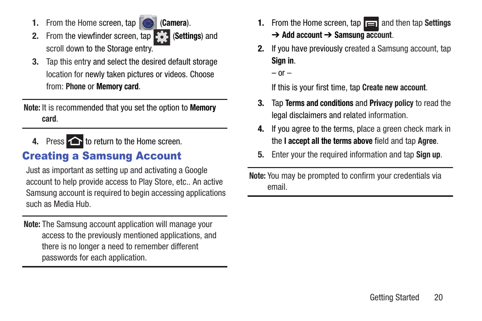 Creating a samsung account | Samsung SGH-T989ZKBTMB User Manual | Page 25 / 366