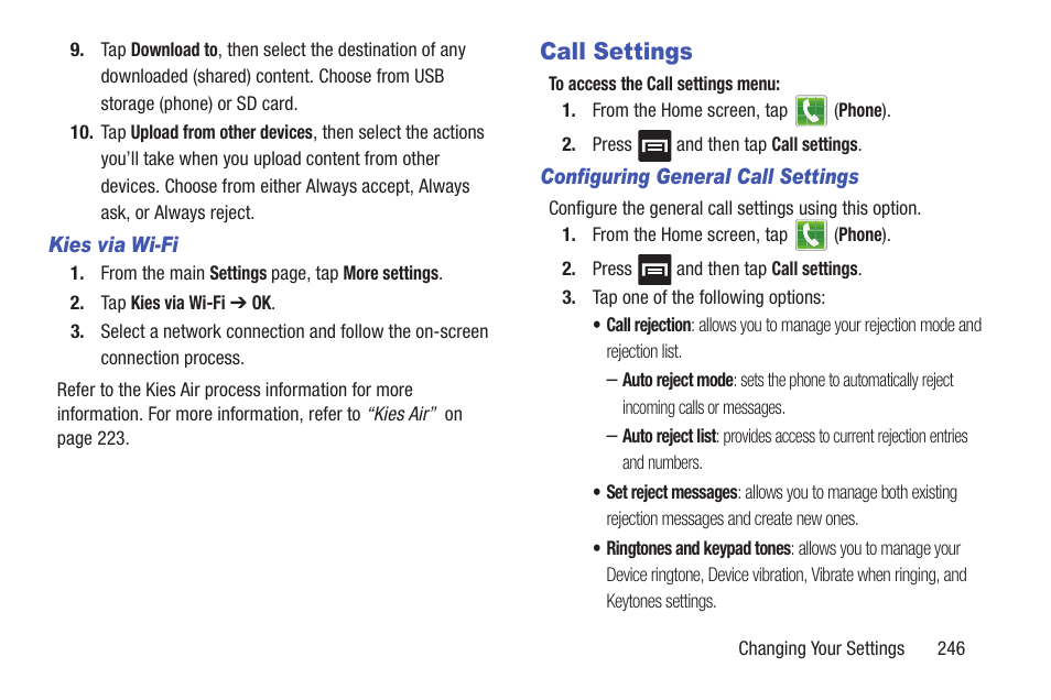 Call settings | Samsung SGH-T989ZKBTMB User Manual | Page 251 / 366