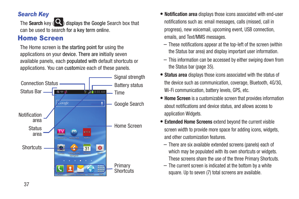 Home screen | Samsung SGH-T989ZKBTMB User Manual | Page 42 / 366