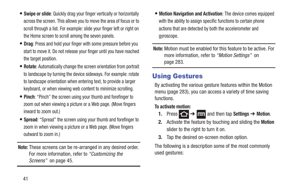 Using gestures | Samsung SGH-T989ZKBTMB User Manual | Page 46 / 366