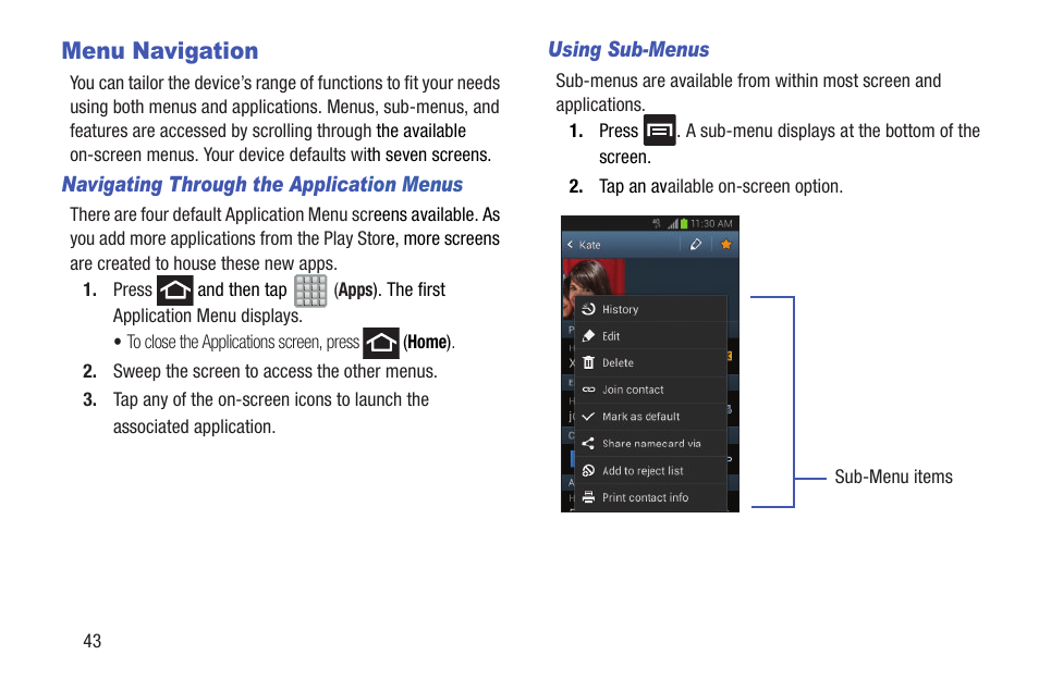 Menu navigation | Samsung SGH-T989ZKBTMB User Manual | Page 48 / 366