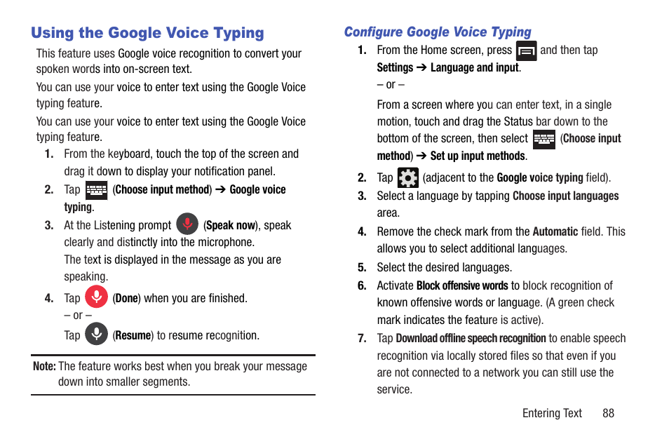 Using the google voice typing | Samsung SGH-T989ZKBTMB User Manual | Page 93 / 366