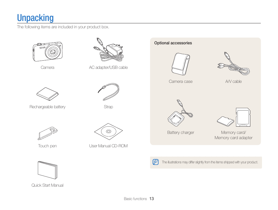 Unpacking | Samsung EC-ST95ZZBPBUS User Manual | Page 14 / 139