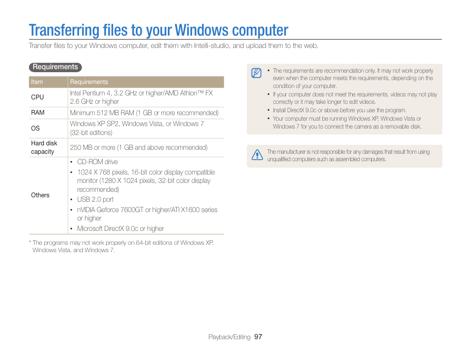 Transferring files to your windows computer, Transferring ﬁles to your windows computer, Transferring ﬁles to your windows | Computer | Samsung EC-ST95ZZBPBUS User Manual | Page 98 / 139